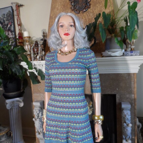 M Missoni Light Blue Multi Color Fit & Flair Knit Dress Size XS - Picture 6 of 16